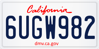 CA license plate 6UGW982