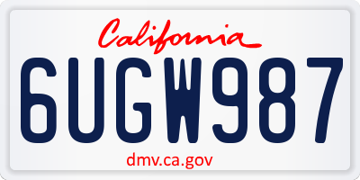 CA license plate 6UGW987