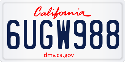 CA license plate 6UGW988