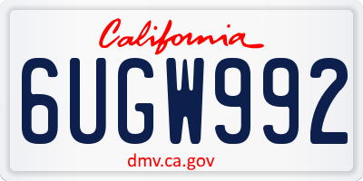CA license plate 6UGW992