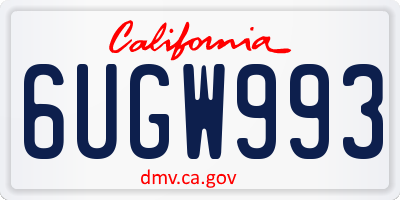 CA license plate 6UGW993