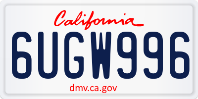 CA license plate 6UGW996