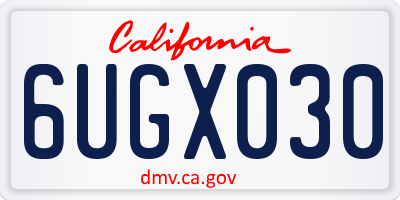CA license plate 6UGX030