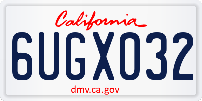CA license plate 6UGX032