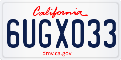 CA license plate 6UGX033