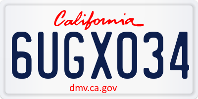 CA license plate 6UGX034
