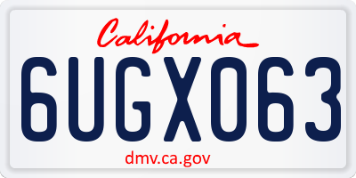 CA license plate 6UGX063