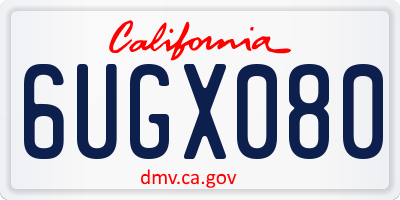 CA license plate 6UGX080
