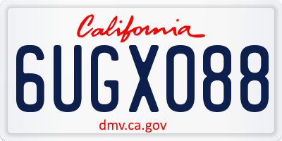 CA license plate 6UGX088