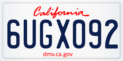 CA license plate 6UGX092