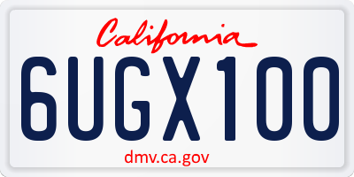 CA license plate 6UGX100
