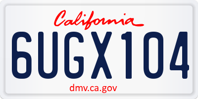 CA license plate 6UGX104