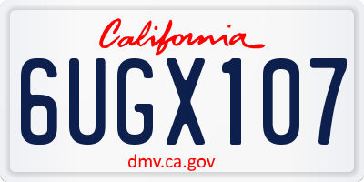 CA license plate 6UGX107