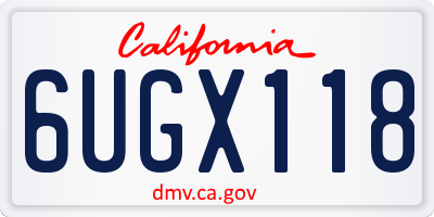 CA license plate 6UGX118
