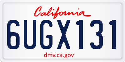 CA license plate 6UGX131