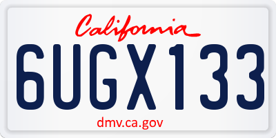CA license plate 6UGX133
