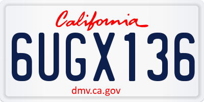 CA license plate 6UGX136