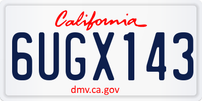 CA license plate 6UGX143