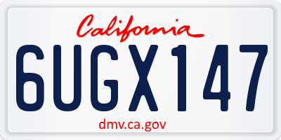 CA license plate 6UGX147