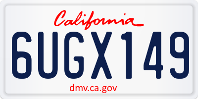 CA license plate 6UGX149