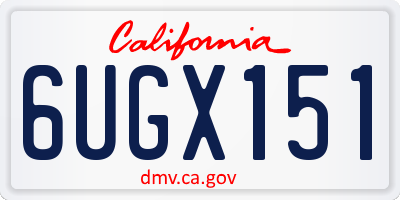 CA license plate 6UGX151