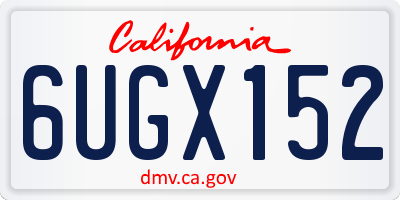 CA license plate 6UGX152