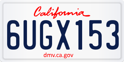 CA license plate 6UGX153