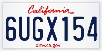 CA license plate 6UGX154