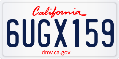 CA license plate 6UGX159
