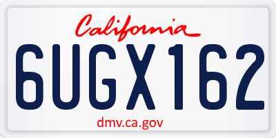 CA license plate 6UGX162