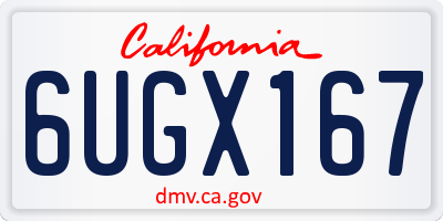 CA license plate 6UGX167