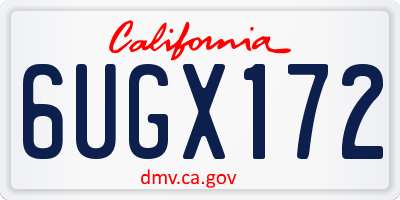 CA license plate 6UGX172