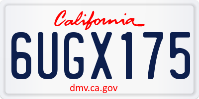 CA license plate 6UGX175