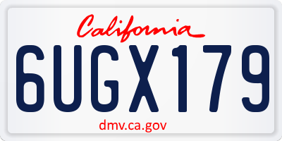 CA license plate 6UGX179