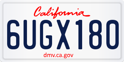 CA license plate 6UGX180