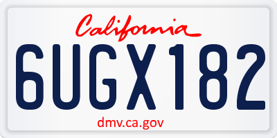 CA license plate 6UGX182
