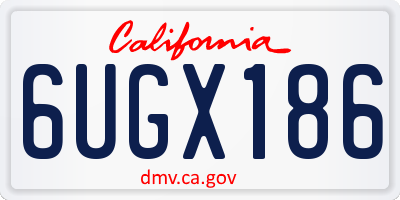 CA license plate 6UGX186