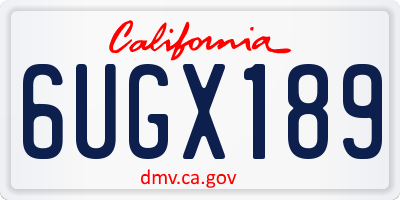 CA license plate 6UGX189
