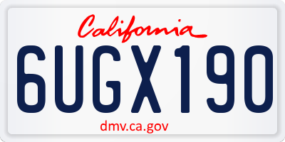 CA license plate 6UGX190