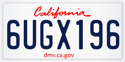 CA license plate 6UGX196