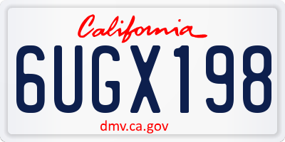 CA license plate 6UGX198