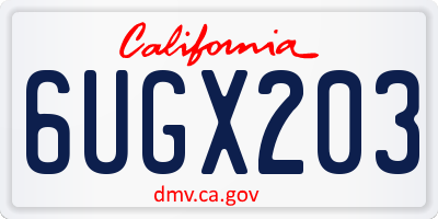 CA license plate 6UGX203