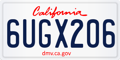 CA license plate 6UGX206