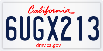 CA license plate 6UGX213