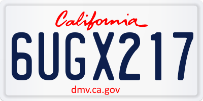CA license plate 6UGX217