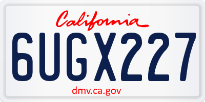 CA license plate 6UGX227