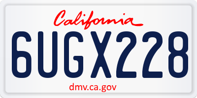 CA license plate 6UGX228