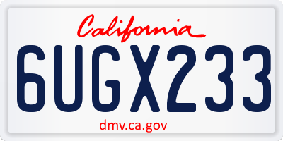 CA license plate 6UGX233