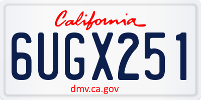 CA license plate 6UGX251