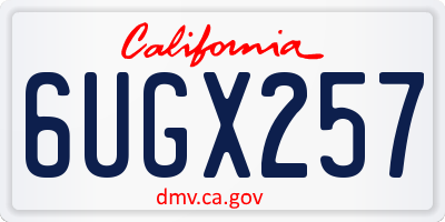 CA license plate 6UGX257